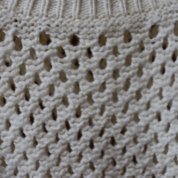 Old Navy White Open Knit Pullover Crewneck Sweater Large Lightweight Top - Picture 5 of 9